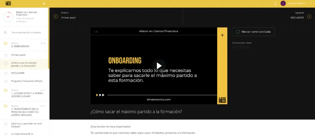 El m&aacute;ster en Libertad Financiera El M&eacute;todo Rico por dentro